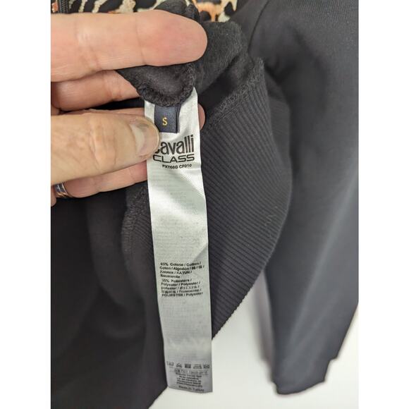 Cavalli Class by Roberto Cavalli Men's Leopard Graphic Hoodie Black Small NWT - Picture 6 of 10